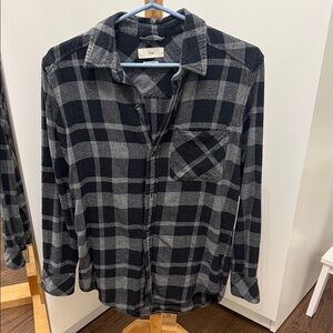 TNA black & grey flannel plaid long sleeve size XS